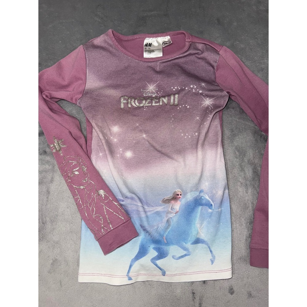 HM Disney Frozen II Elsa Nokk Long Sleeve Graphic Top Purple Girls 10